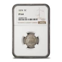 1874 Shield Nickel NGC PF64
