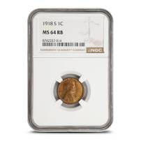 1918-S Lincoln Penny NGC MS64 RB