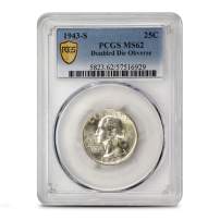 1943-S Washington Quarter PCGS MS62 Doubled Die Obverse