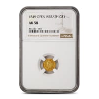 1849 Pre-33 $1 Liberty Gold Coin NGC AU58 (Type 1)