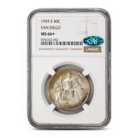 1935-S San Diego Commemorative Half Dollar NGC MS66+ CAC