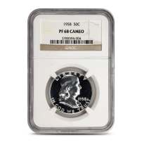 1958 Franklin Half Dollar NGC PF68 CAMEO
