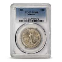 1936 Columbia Commemorative Half Dollar PCGS MS66