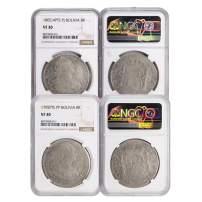 1788 – 1808 8 Reales Bolivian Silver Spanish Pillar Dollar NGC VF30