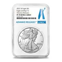 2021-W 1 oz Proof American Silver Eagle Coin NGC PF70 UCAM AR (Type 2)