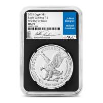 2021 1 oz American Silver Eagle Coin NGC MS70 FDOI (Type 2, Michael Gaudioso Label, Retro Core)