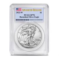 2022-W 1 oz Burnished American Silver Eagle Coin PCGS SP70 AR