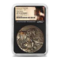 2024 2 oz Antique Niue Silver Geronimo Coin NGC MS70 (Gilded, High Relief, Legendary Warriors Label)