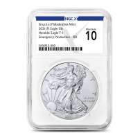 2021 (P) 1 oz American Silver Eagle Coin NGCX MS10 (Type 1, FDI X Label)