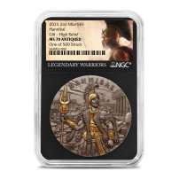 2025 2 oz Antique Niue Silver Hannibal Coin NGC MS70 (Gilded, High Relief, Legendary Warriors Label)