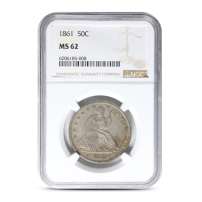 1861 Seated Liberty Half Dollar Coin NGC MS62