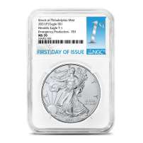 2021 (P) 1 oz American Silver Eagle Coin NGC MS70 FDOI (Philadelphia, Type 1)