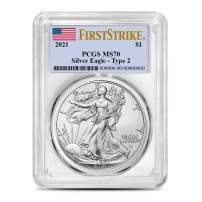 2021 1 oz American Silver Eagle Coin PCGS MS70 FS (Type 2)