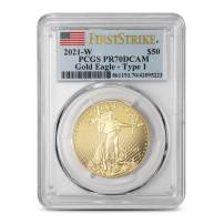 2021-W 1 oz Proof American Gold Eagle Coin PCGS PR70 DCAM FS (Type 1)