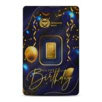 1 Gram Germania Mint Happy Birthday Gold Bar (New w/ Assay)