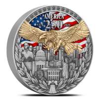2026 2 oz Antique Colorized Niue Silver America 250 Coin (Box + CoA)
