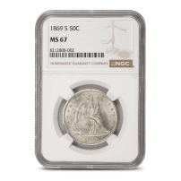 1869-S Seated Liberty Half Dollar Coin NGC MS67