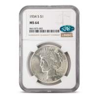 1934-S Peace Silver Dollar NGC MS64 CAC