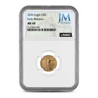 2026 1/10 oz American Gold Eagle Coin NGC MS69 ER (JM Bullion Label)