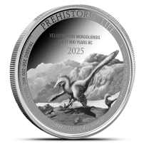 2025 1 oz Congo Silver Prehistoric Life Velociraptor Coin (BU)