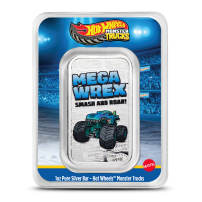 1 oz Colorized Hot Wheels Monster Trucks Mega Wrex Silver Bar (New, Proof-Like)