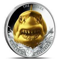 2026 1 oz Congo Silver World's Wildlife The Shark Coin (Gilded)
