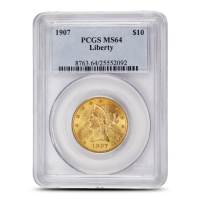 1907 Pre-33 $10 Liberty Gold Eagle Coin PCGS MS64