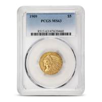 1909 Pre-33 $5 Indian Gold Half Eagle Coin MS63 (PCGS or NGC)