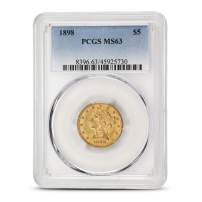 1898 Pre-33 $5 Liberty Gold Half Eagle Coin MS63 (PCGS or NGC)