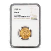 1899 Pre-33 $5 Liberty Gold Half Eagle Coin MS64 (PCGS or NGC)