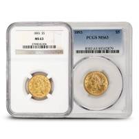 1893 Pre-33 $5 Liberty Gold Half Eagle Coin MS63 (PCGS or NGC)