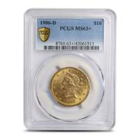 1906-D Pre-33 $10 Liberty Gold Eagle Coin PCGS MS63+