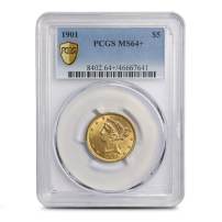 1901 Pre-33 $5 Liberty Gold Half Eagle Coin PCGS MS64+