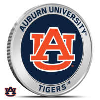 1 oz Colorized Auburn University Tigers Silver Round (BU)