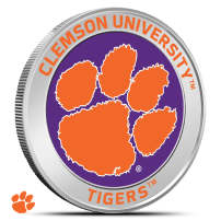 1 oz Colorized Clemson University Tigers Silver Round (BU)