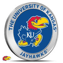 1 oz Colorized University of Kansas Jayhawks Silver Round (BU)