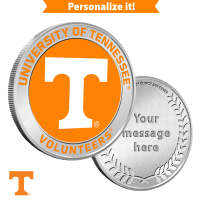 1 oz Colorized Engravable University of Tennessee Volunteers Silver Round (New w/ Gift Box)