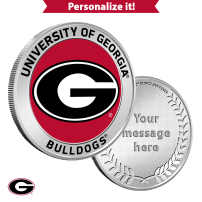 1 oz Colorized Engravable University of Georgia Bulldogs Silver Round (New w/ Gift Box)