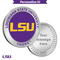 1 oz Colorized Engravable Louisiana State University Tigers Silver Round (New w/ Gift Box)
