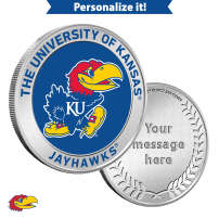 1 oz Colorized Engravable University of Kansas Jayhawks Silver Round (New w/ Gift Box)