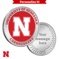 1 oz Colorized Engravable University of Nebraska Cornhuskers Silver Round (New w/ Gift Box)