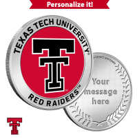 1 oz Colorized Engravable Texas Tech University Red Raiders Silver Round (New w/ Gift Box)