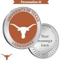 1 oz Colorized Engravable University of Texas Longhorns Silver Round (New w/ Gift Box)