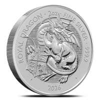 2026 2 oz British Silver Tudor Beasts Royal Dragon Coin (BU)