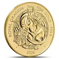 2026 1 oz British Gold Tudor Beasts Royal Dragon Coin (BU)