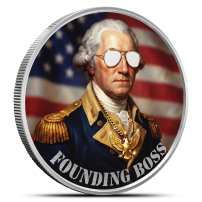 1 oz Colorized Scottsdale Mint George Washington Founding Boss Silver Round (New)
