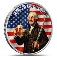 1 oz Colorized Scottsdale Mint George Washington Hold My Beer Silver Round (New)