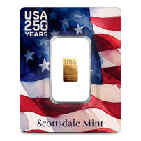 1/100 oz Scottsdale Mint USA 250th Anniversary Gold Bar (New)