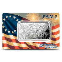 1 oz PAMP Suisse 250th Anniversary of the United States of America Silver Bar (New w/ Assay)
