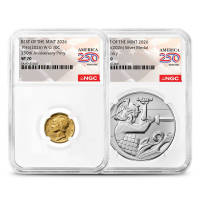 1916 Mercury Dime Gold Coin and Silver Medal Set NGC MS70 (America250 Label)